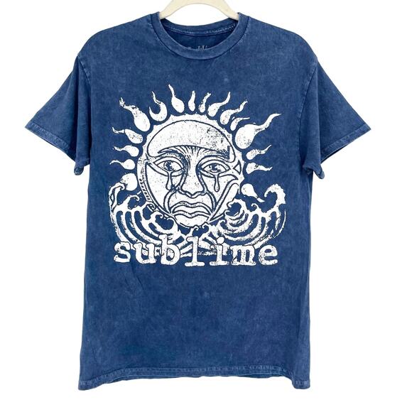 Officially Licensed Sublime Crying Sun T-Shirt Blue Acid Wash Medium NWOT - Picture 1 of 5